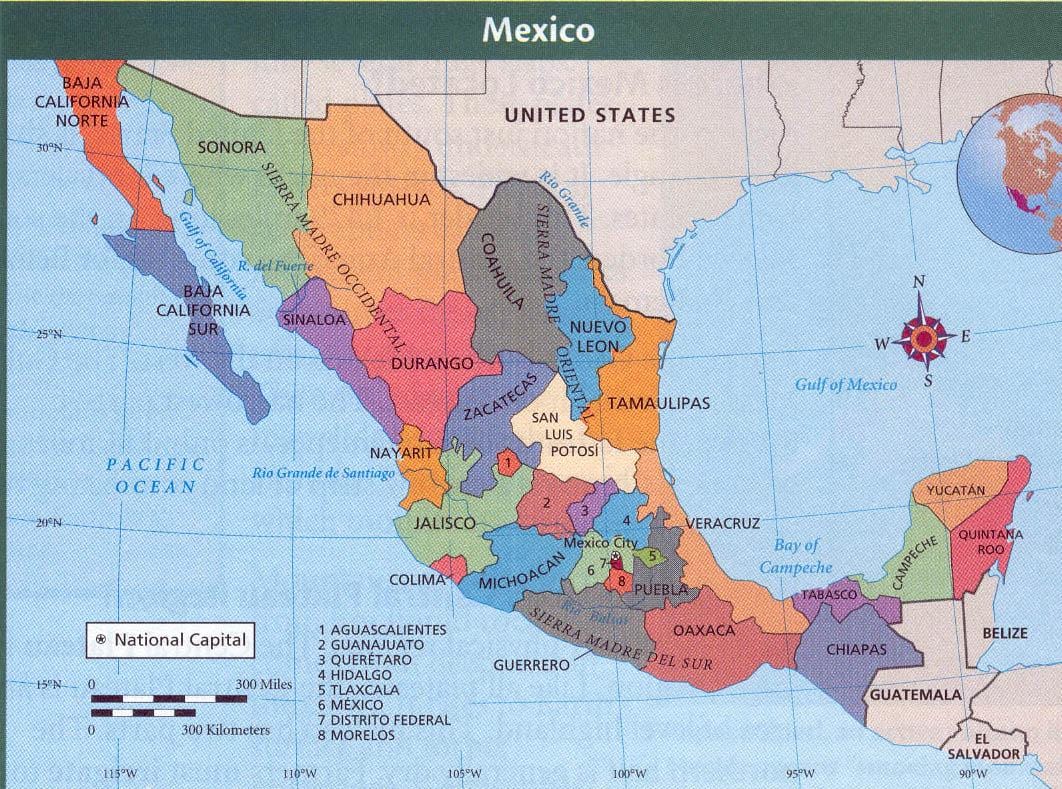aztec Mexiko kaart