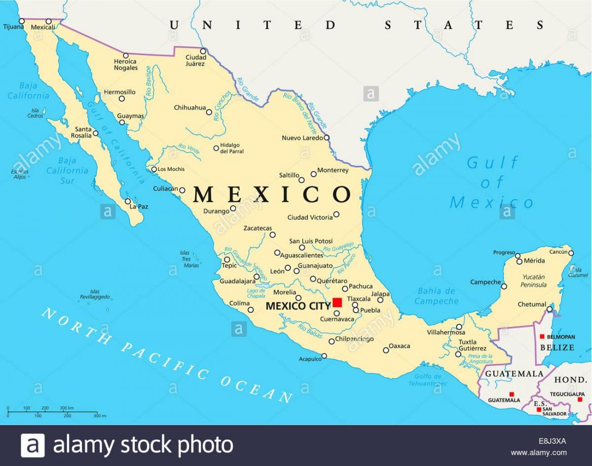 Mexiko kaart stede