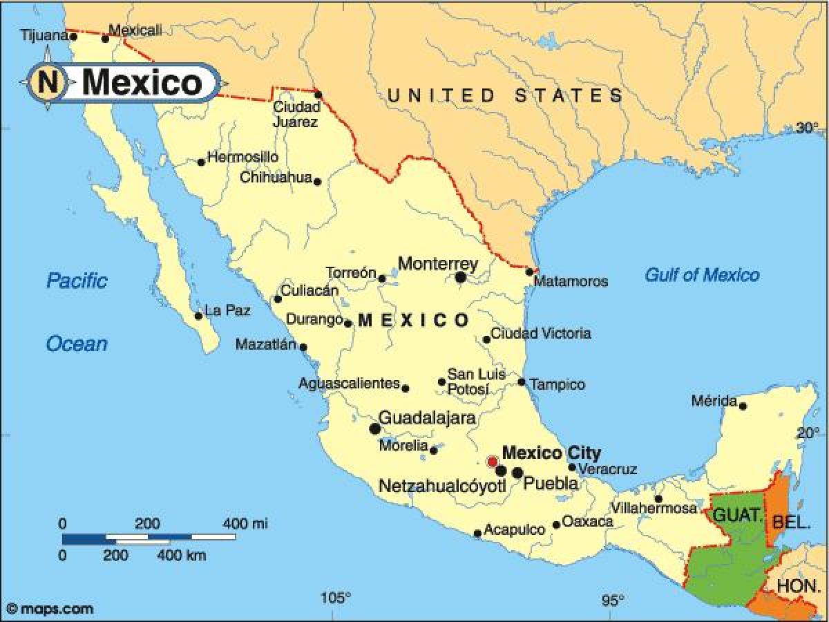 die land Mexiko kaart