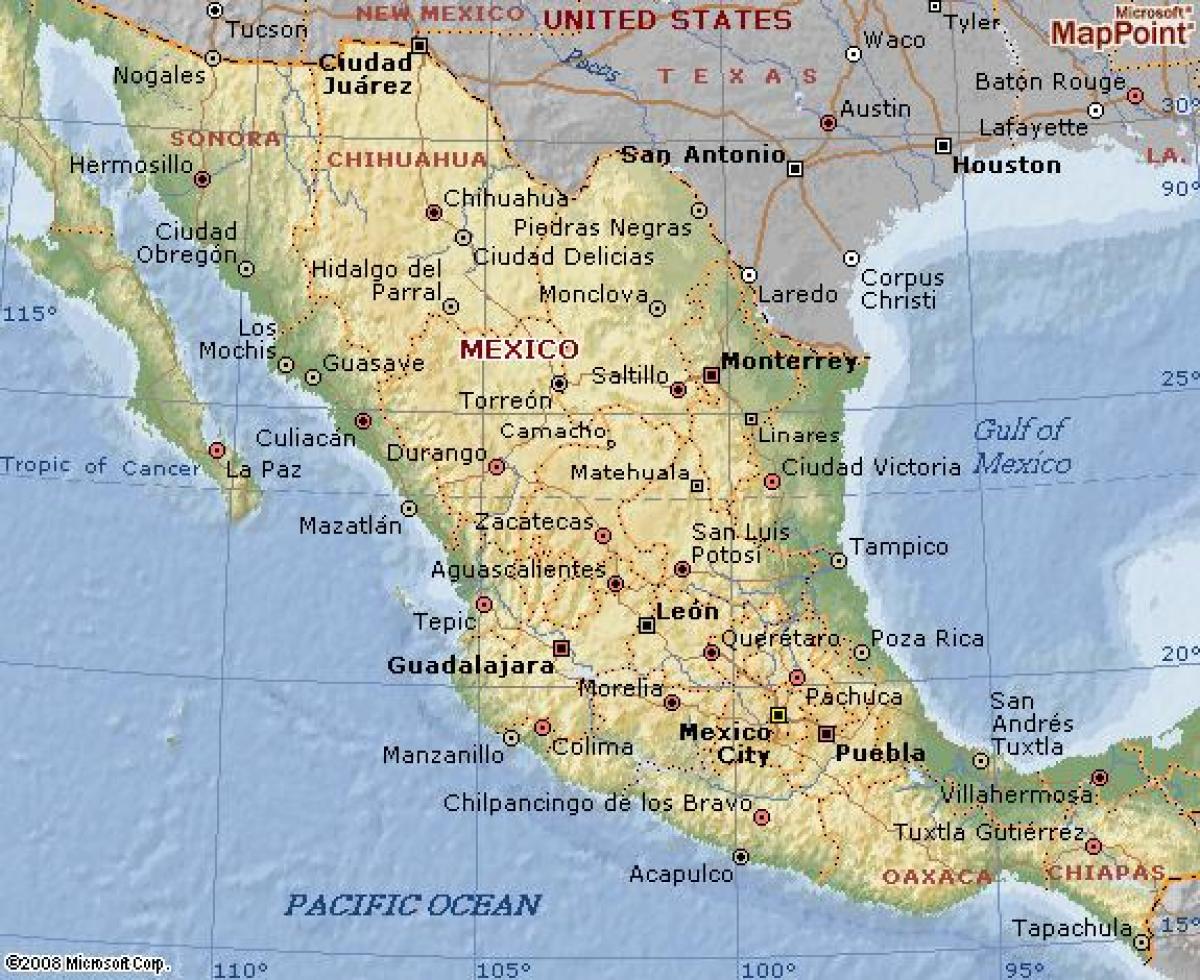geografie van Mexiko kaart