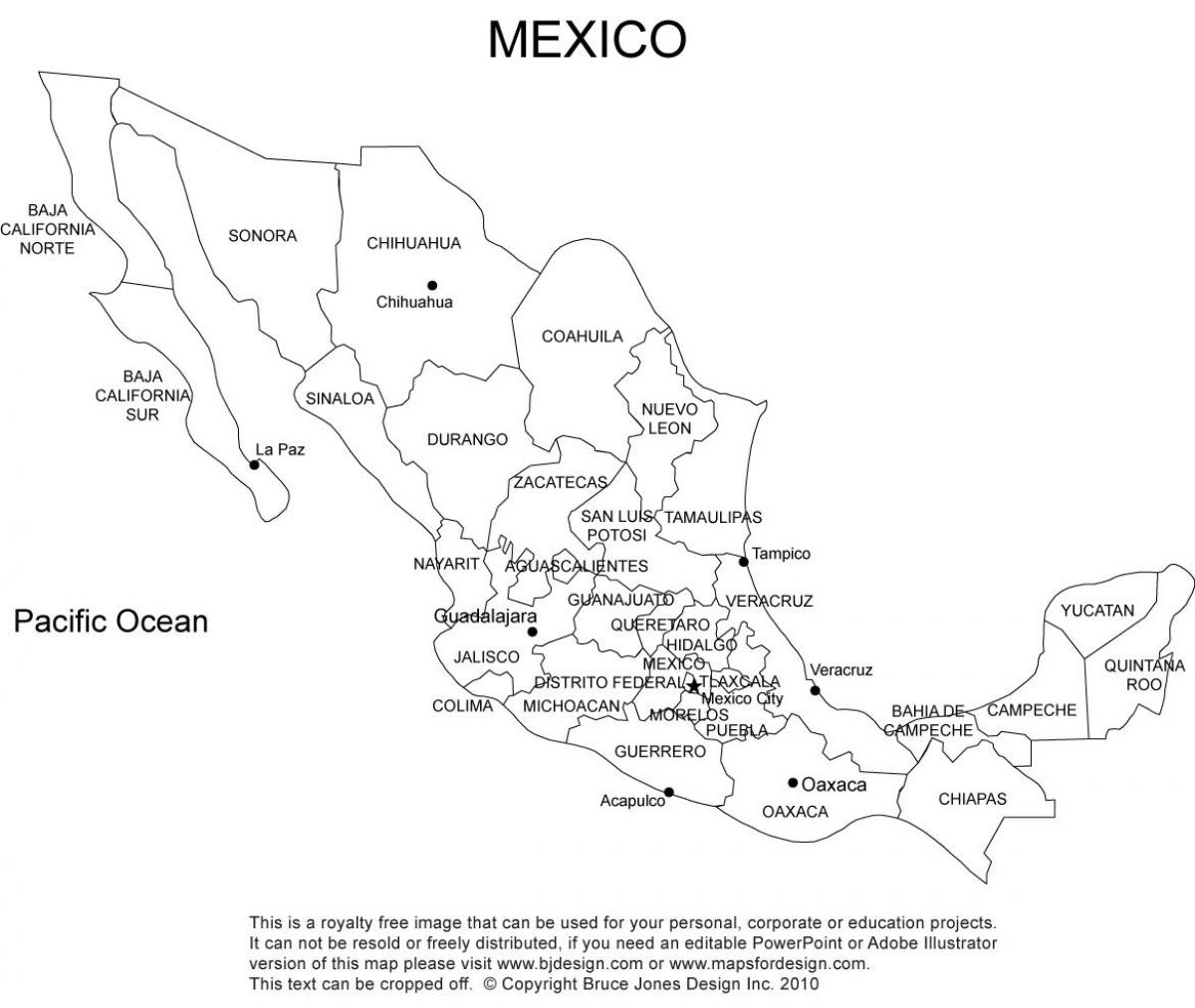 Mexiko printable kaart