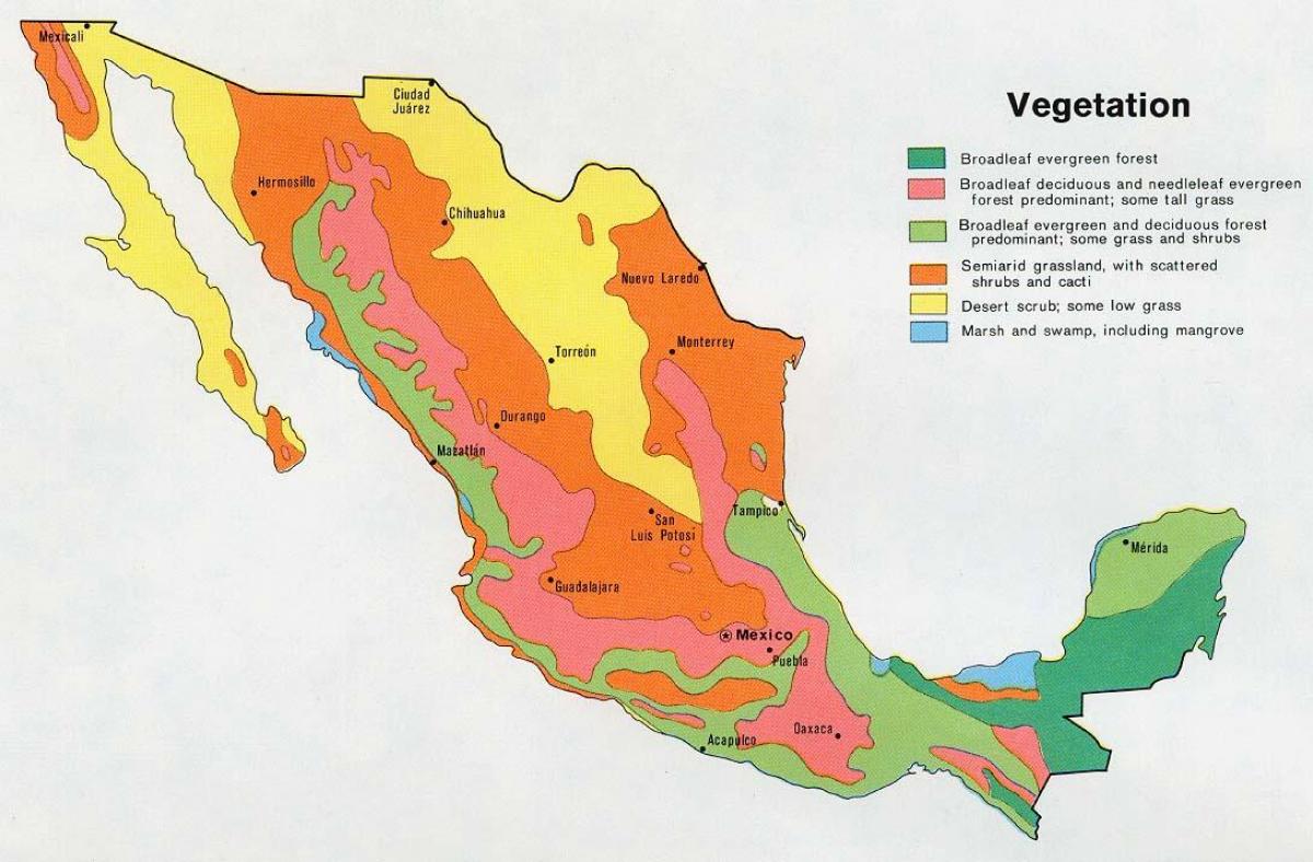 kaart van Mexiko natual ressources
