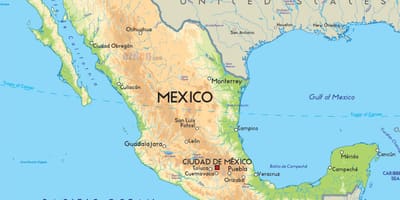 Kaart van Mexiko en amerika