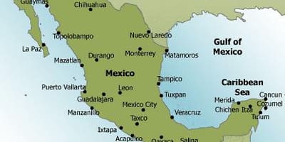 Strande in Mexiko kaart