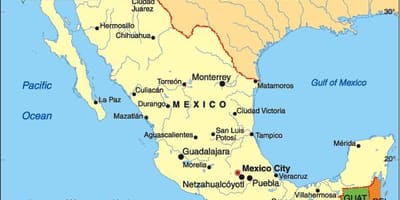 Die land Mexiko kaart