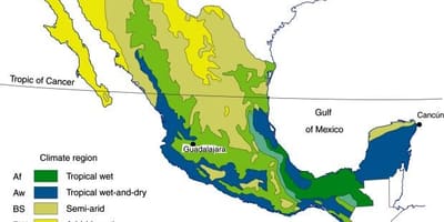 Klimaat kaart Mexiko
