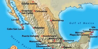 Mexiko vakansie bestemmings kaart